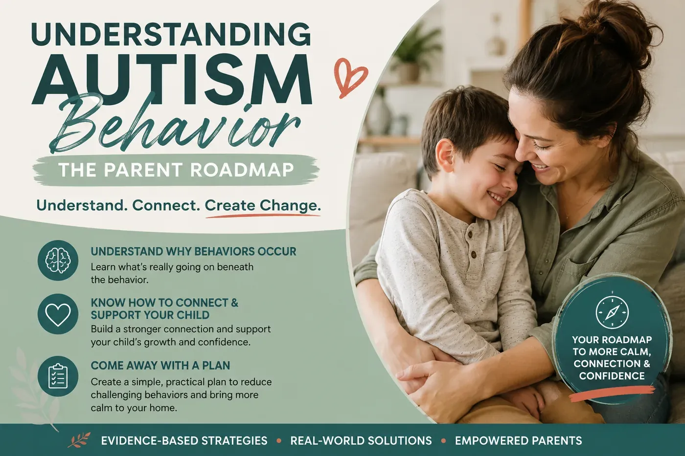 Understanding Autism Behavior: The Parent Roadmap. Understand, connect, create change: understand why behaviors occur, know how to connect and support your child, come away with a plan
